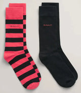 GANT Mens Barstripe & Solid Socks 2 Pack Watermelon Red Northern