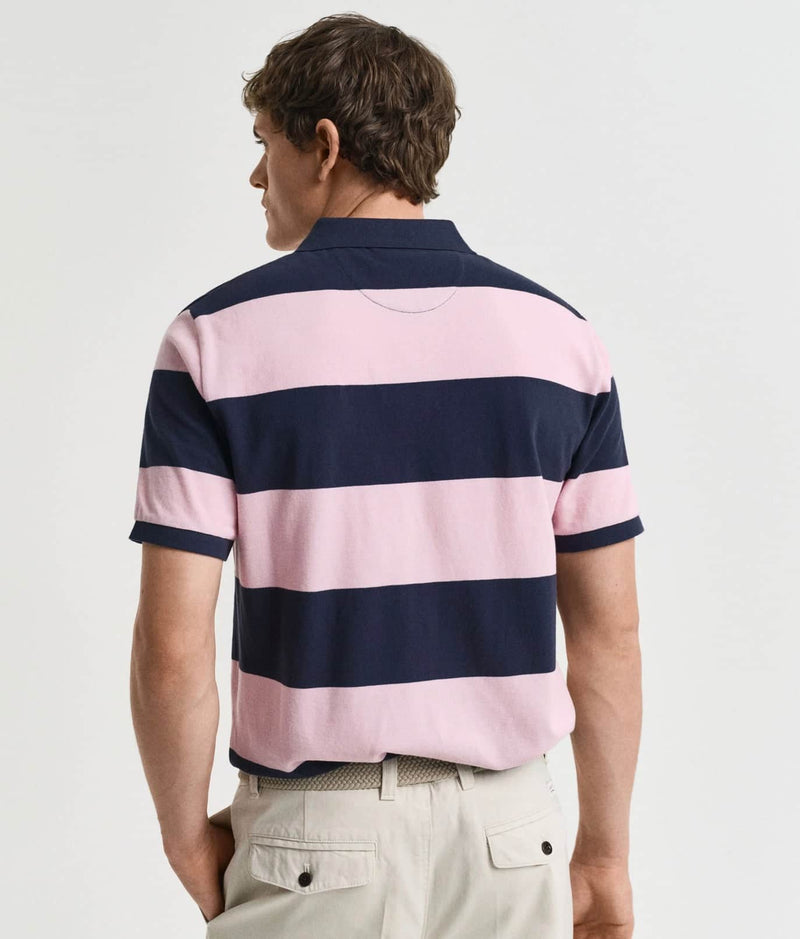 GANT Mens Block Stripe Polo Shirt California Pink Northern Ireland