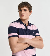 GANT Mens Block Stripe Polo Shirt California Pink Northern Ireland