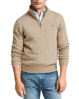 GANT Mens Casual Cotton Half Zip Dark Sand Melange Northern Ireland