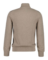 GANT Mens Casual Cotton Half Zip Dark Sand Melange Northern Ireland