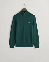 GANT Mens Casual Cotton Half Zip Sweater 8030170-374 Tartan Green