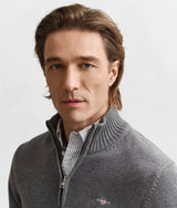 GANT Mens Casual Cotton Half Zip Sweater Dark Grey Melange Northern