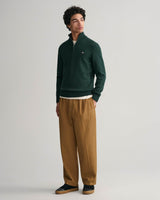 GANT Mens Casual Cotton Half Zip Sweater 8030170-374 Tartan Green