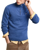 GANT Mens Casual Cotton Half Zip Sweater Vintage Blue Northern