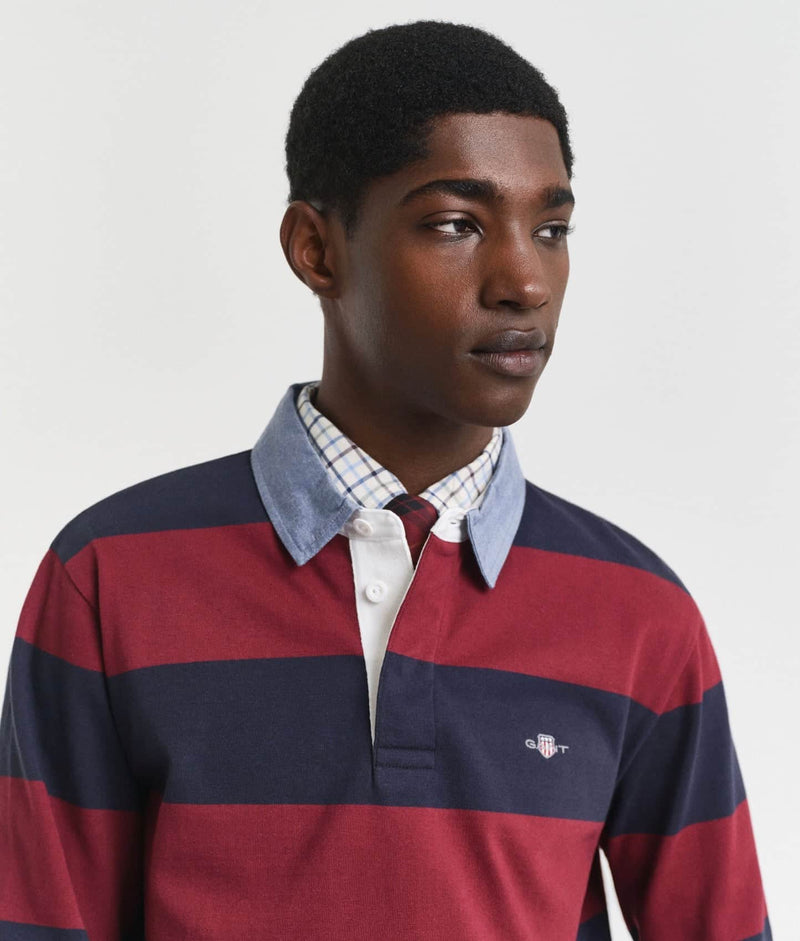 GANT Mens Chambray Stiped Heavy Rugger Plumped Red Northern Ireland