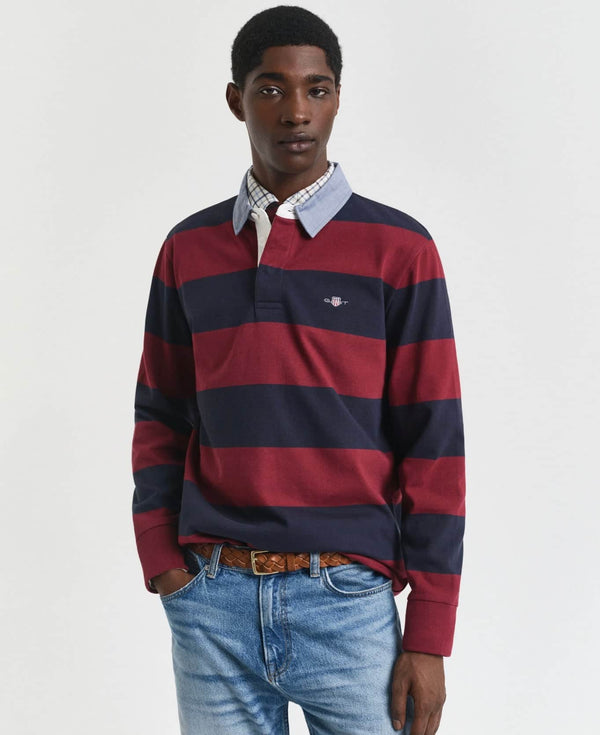 GANT Mens Chambray Stiped Heavy Rugger Plumped Red Northern Ireland