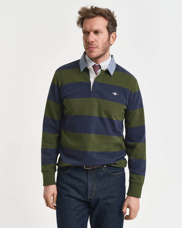 GANT Mens Chambray Stripe Heavy Rugger Country Green Northern Ireland