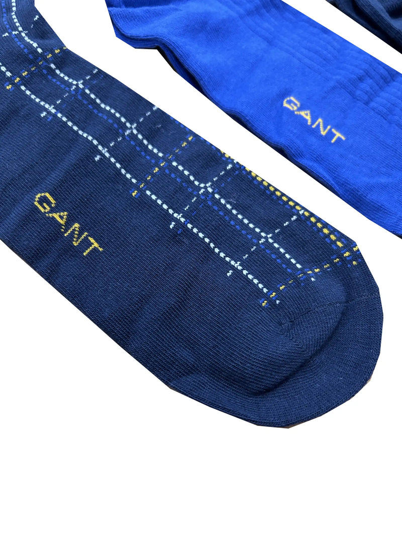 GANT Mens Check Socks 3 Pack Gift Box Evening Blue Ballynahinch