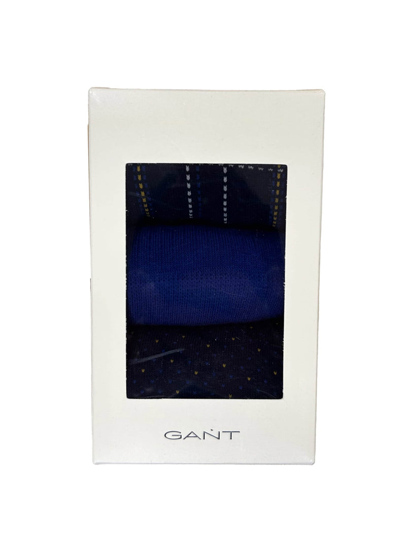 GANT Mens Check Socks 3 Pack Gift Box Evening Blue Ballynahinch