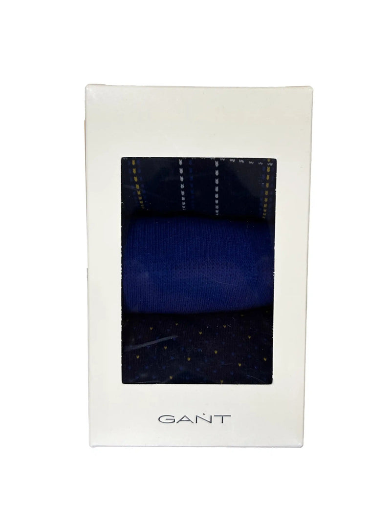 GANT Mens Check Socks 3 Pack Gift Box Evening Blue Ballynahinch