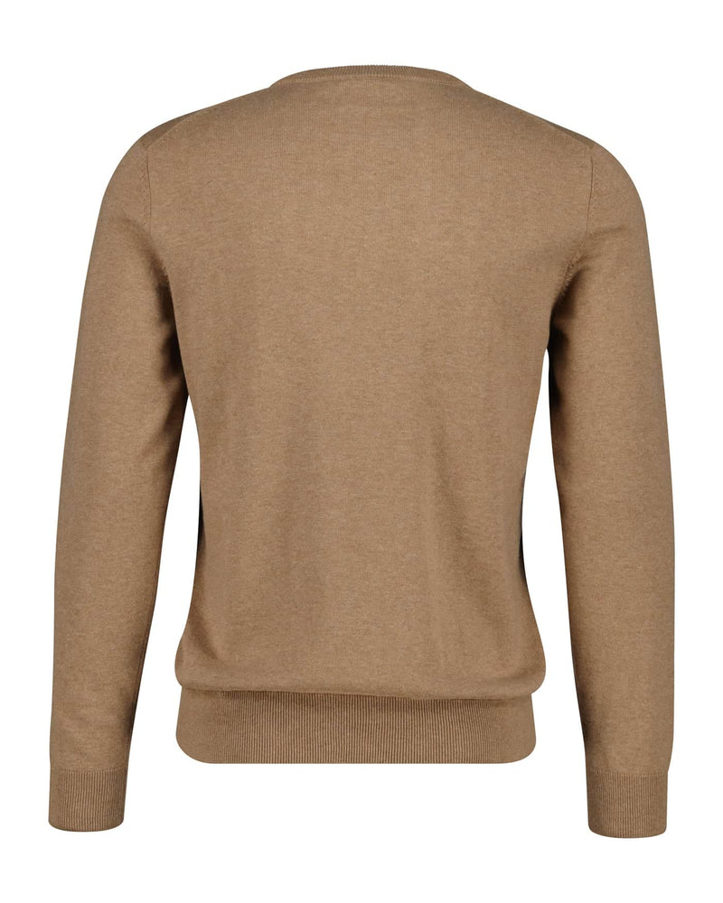 GANT Mens Classic Cotton Crew Neck Dark Sand Melange Northern Ireland