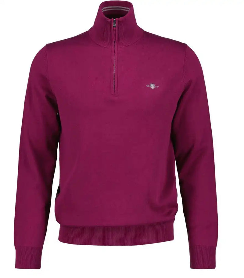 GANT Mens Classic Cotton Half Zip Sweater Beautyberry Purple Northern