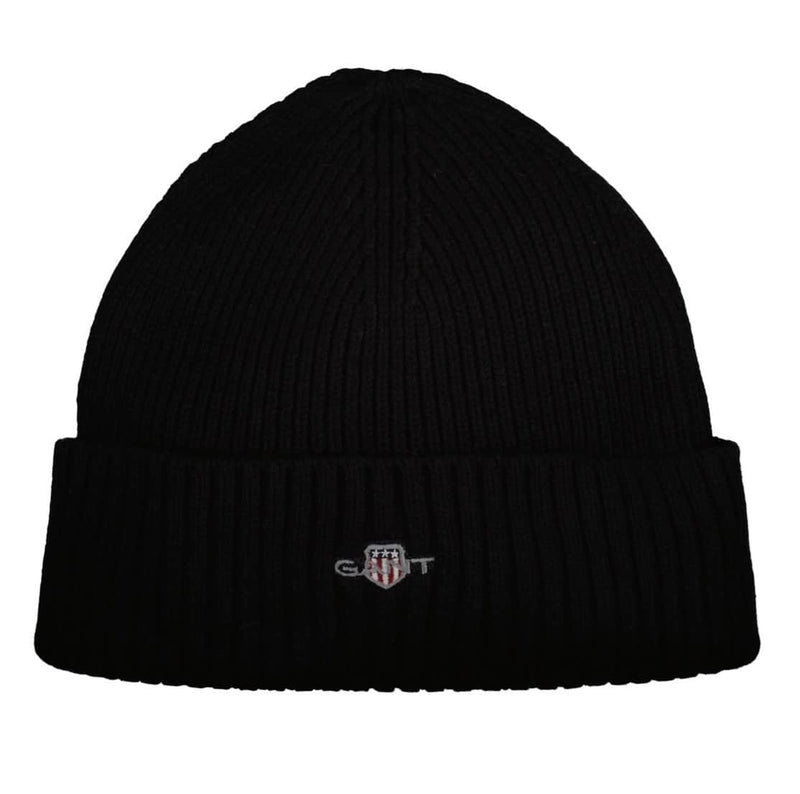 GANT Mens Cotton Blend Logo Beanie Black Northern Ireland Belfast