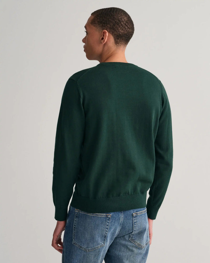 GANT Mens Cotton Crew Neck Sweater Tartan Green Northern Ireland