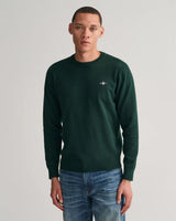 GANT Mens Cotton Crew Neck Sweater Tartan Green Northern Ireland