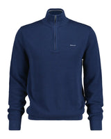 GANT Mens Cotton Pique Half Zip Sweater Dusty Blue Sea Northern