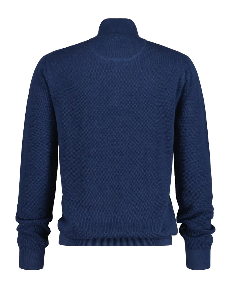 GANT Mens Cotton Pique Half Zip Sweater Dusty Blue Sea Northern