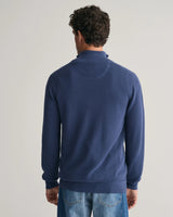 GANT Mens Cotton Pique Half Zip Sweater Dusty Blue Sea Northern