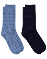 GANT Mens Dot & Solid Socks 2 Pack Denim Blue Northern Ireland Belfast