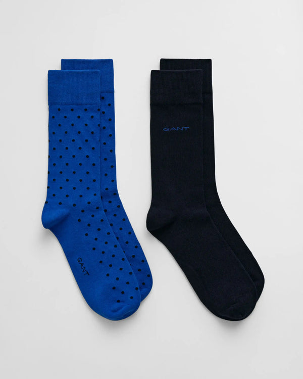 GANT Mens Dot & Solid Socks 2 Pack Lapis Blue Northern Ireland Belfast