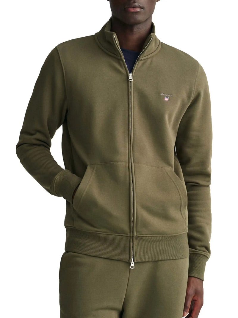 GANT Mens Full Zip Sweatshirt Juniper Racing Green Ballynahinch