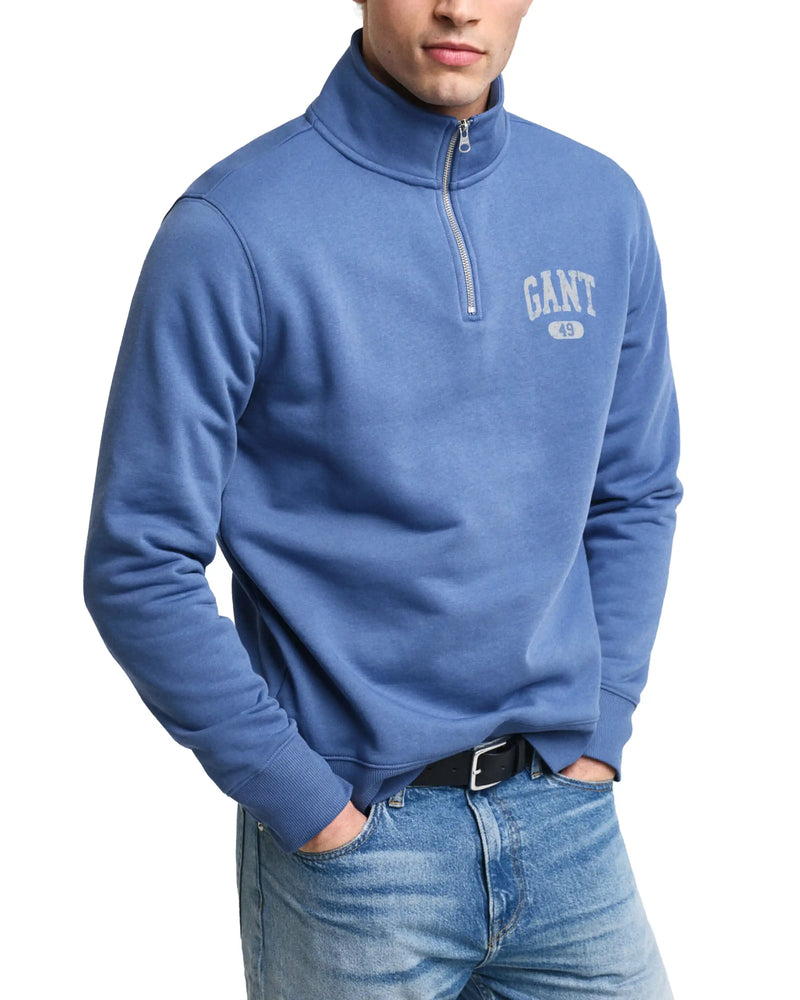 GANT Mens Graphic Half Zip Sweatshirt Salty Sea Blue Northern Ireland