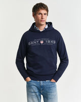 GANT Mens Graphic Hoodie Evening Blue Northern Ireland Belfast