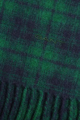 GANT Mens Merino Wool Check Woven Scarf Forest Green Ballynahinch