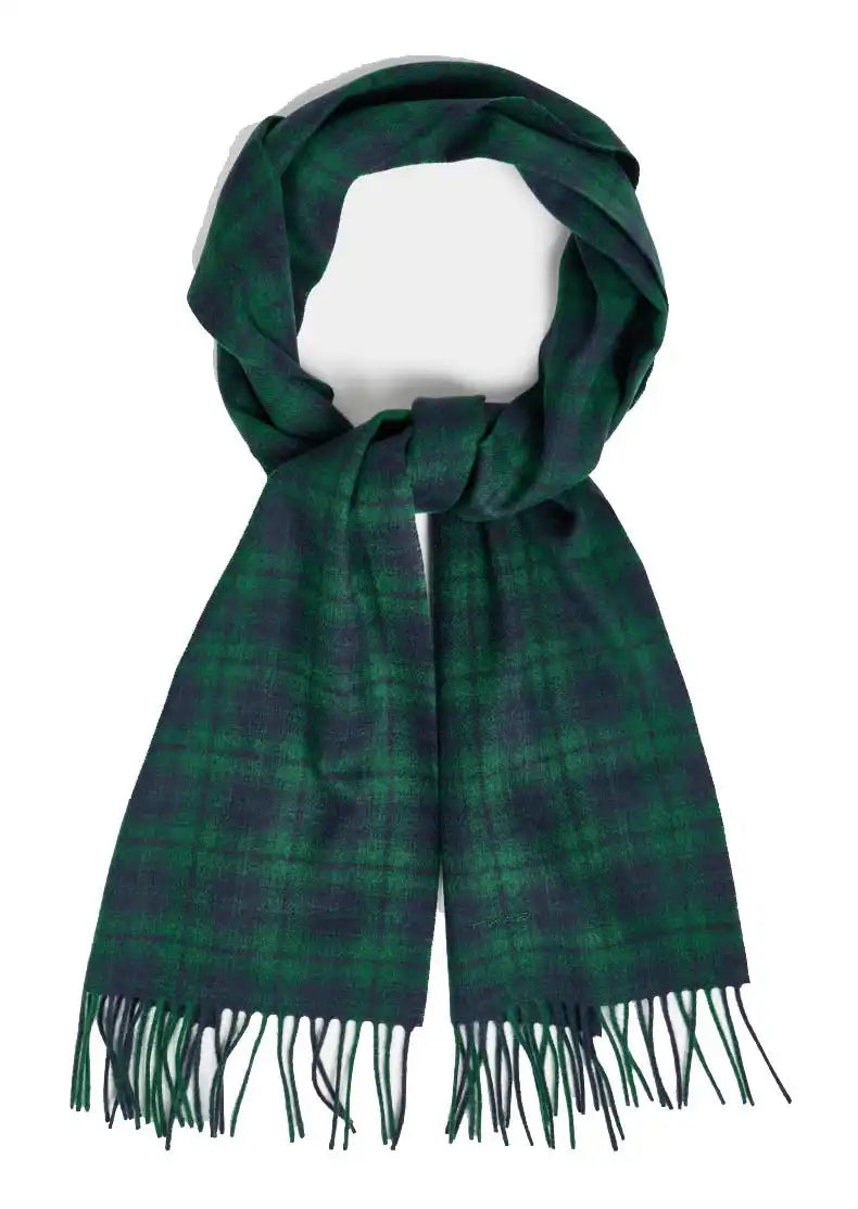 GANT Mens Merino Wool Check Woven Scarf Forest Green Ballynahinch