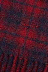 GANT Mens Merino Wool Check Woven Scarf Plumped Red Ballynahinch