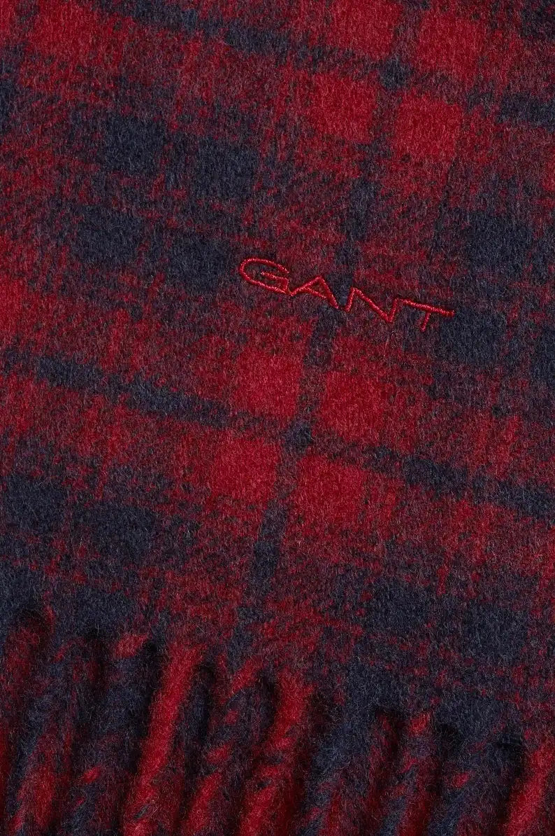 GANT Mens Merino Wool Check Woven Scarf Plumped Red Ballynahinch