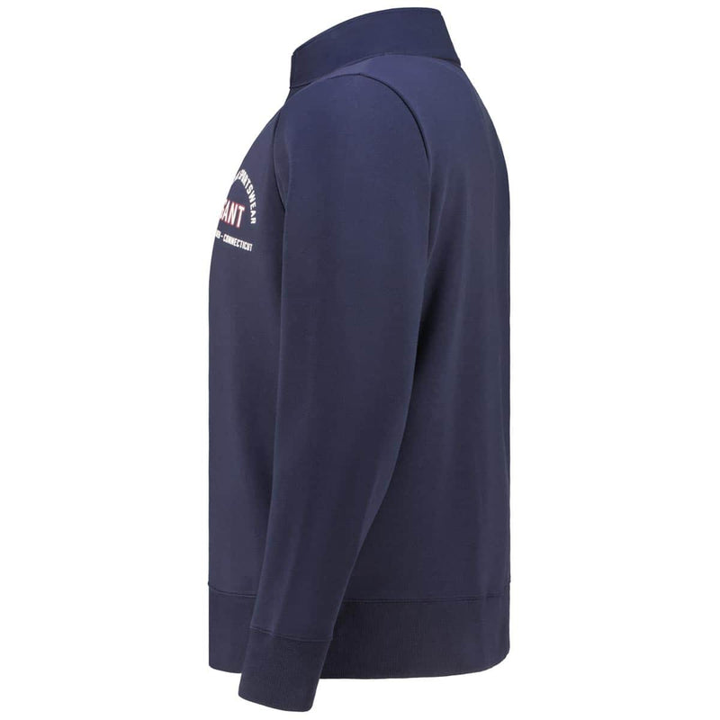 GANT Mens Printed Graphic Half Zip Evening Blue Northern Ireland