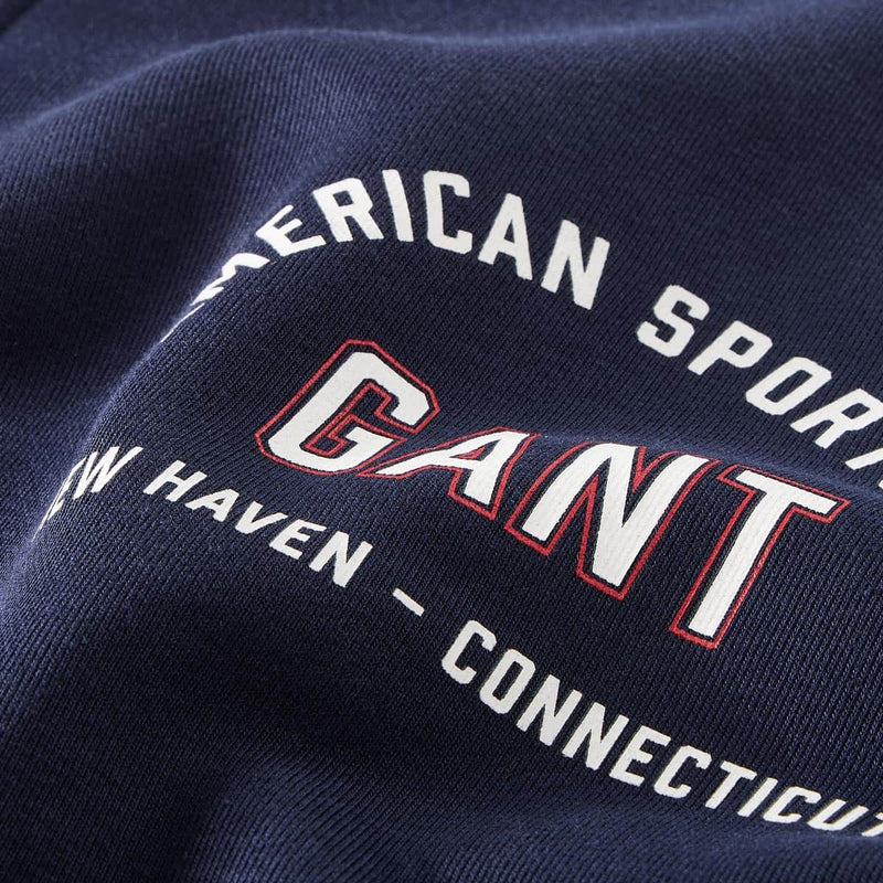 GANT Mens Printed Graphic Half Zip Evening Blue Northern Ireland