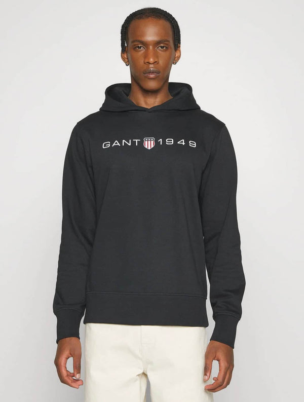 GANT Mens Printed Graphic Hoodie Black Northern Ireland Belfast