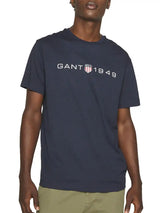 GANT Mens Printed Graphic T-Shirt Evening Blue Northern Ireland