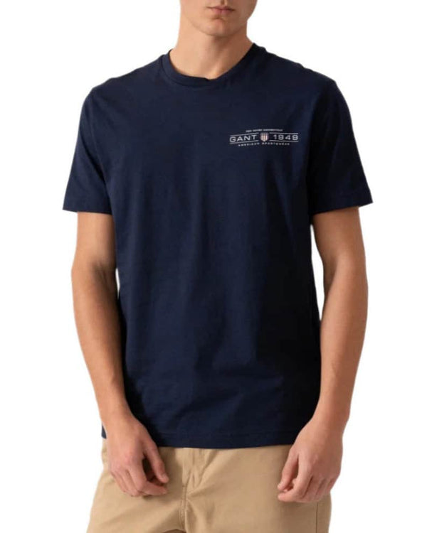 GANT Mens Printed Graphic T-Shirt Evening Blue Northern Ireland