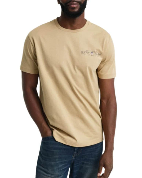 GANT Mens Printed Graphic T-Shirt Oak Beige Northern Ireland Belfast