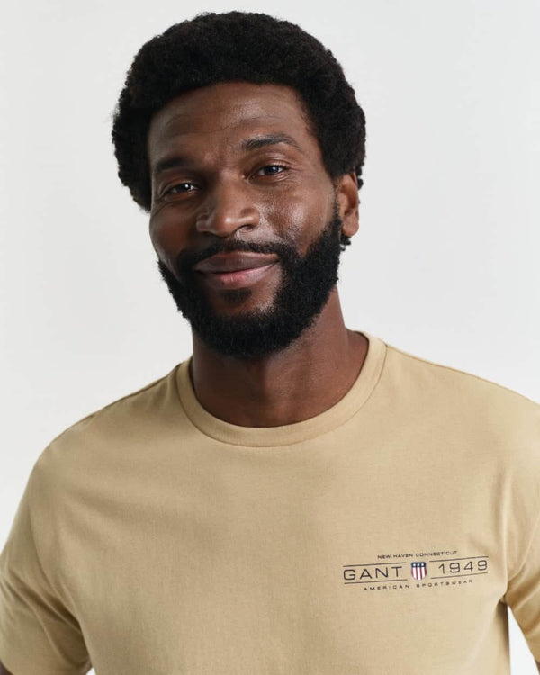 GANT Mens Printed Graphic T-Shirt Oak Beige Northern Ireland Belfast