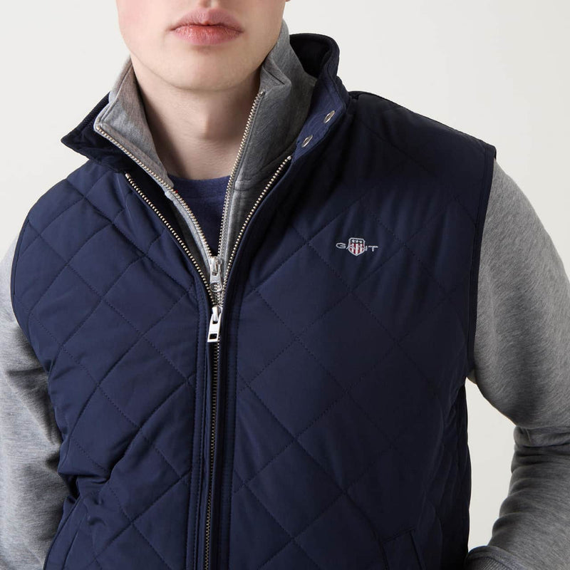GANT Mens Quilted Windcheater Vest Gilet Evening Blue Northern