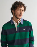 GANT Mens Regular Chambray Stripe Heavy Rugger Deep Forest Green