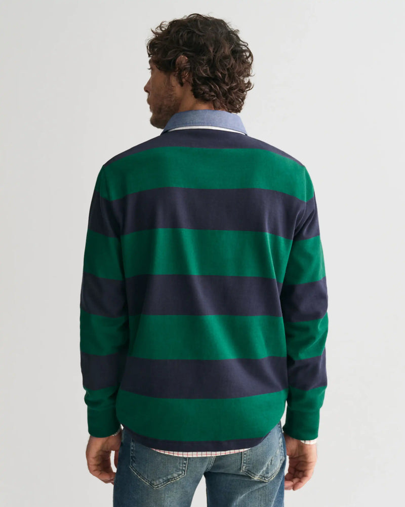 GANT Mens Regular Chambray Stripe Heavy Rugger Deep Forest Green