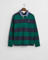 GANT Mens Regular Chambray Stripe Heavy Rugger Deep Forest Green