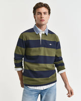 GANT Mens Regular Chambray Stripe Heavy Rugger Moss Green Northern