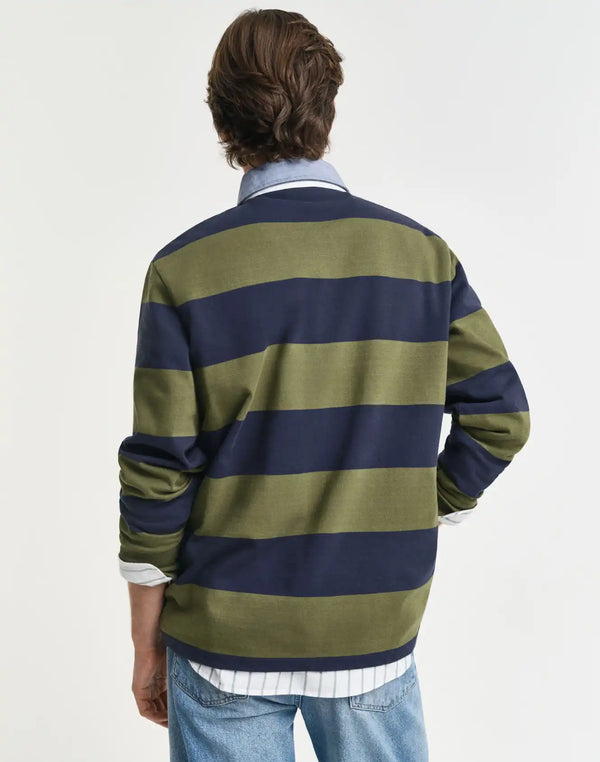 GANT Mens Regular Chambray Stripe Heavy Rugger Moss Green Northern
