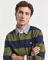 GANT Mens Regular Chambray Stripe Heavy Rugger Moss Green Northern