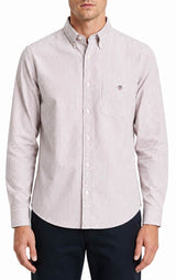 GANT Mens Regular Classic Oxford Stripe Shirt Deep Grape Wine