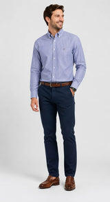 Gant Mens Regular Classic Poplin Banker Stripe Shirt - College Blue