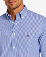 Gant Mens Regular Classic Poplin Banker Stripe Shirt College Blue