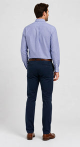 Gant Mens Regular Classic Poplin Banker Stripe Shirt - College Blue